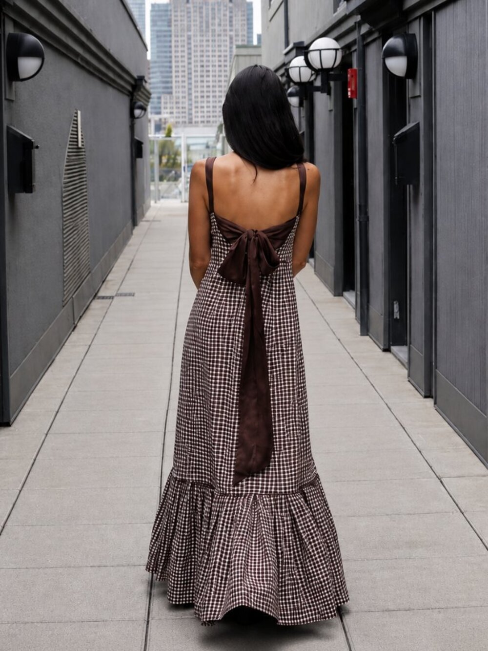 Couper Margaret Gingham Tie Back Gown Cotton Romantic Cottagecore Wedding Guest